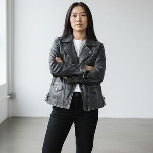 Vintage Leather Jacket, black, Liz Baker Essentials, women's large/tall